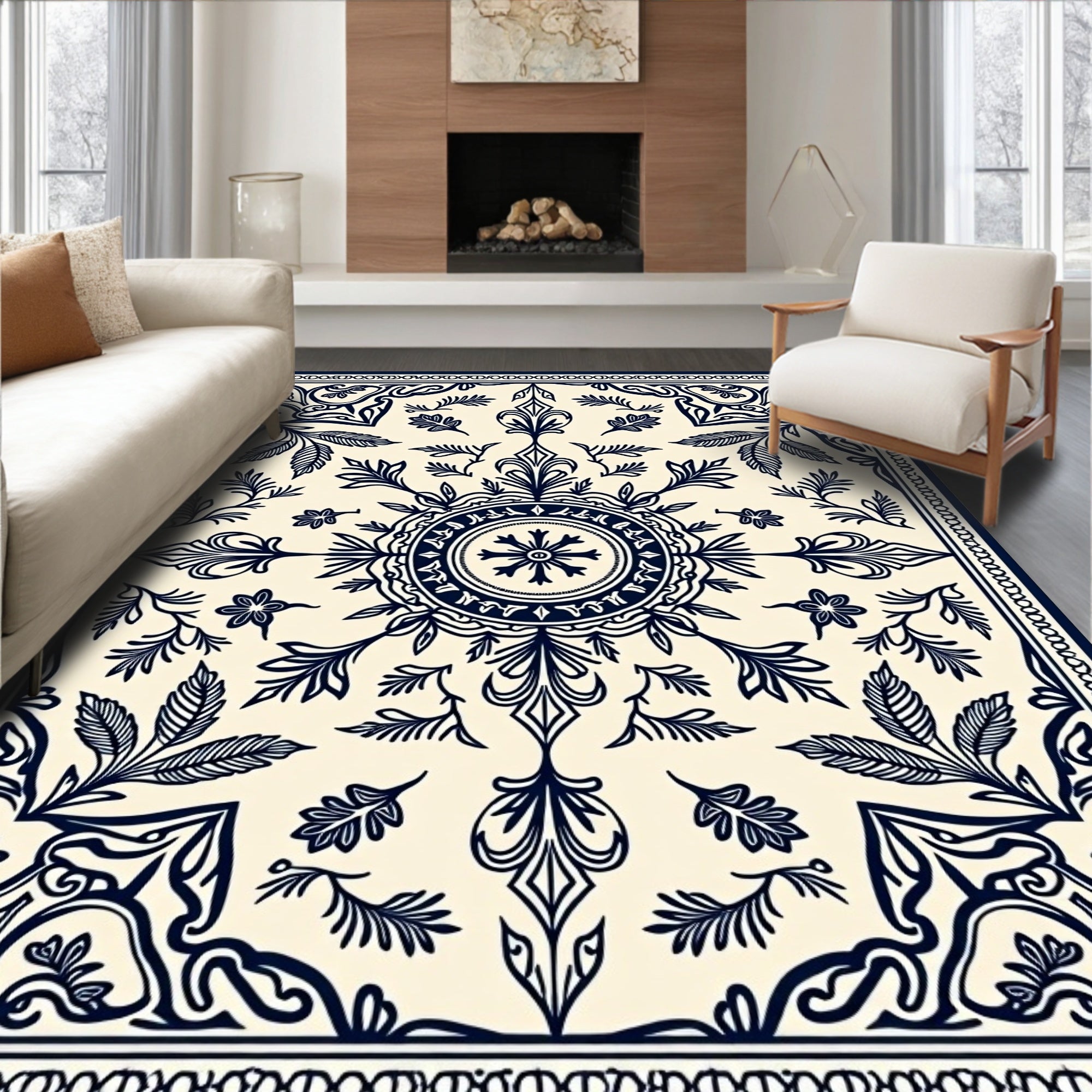 Classic Floral Mandala Pattern Rug