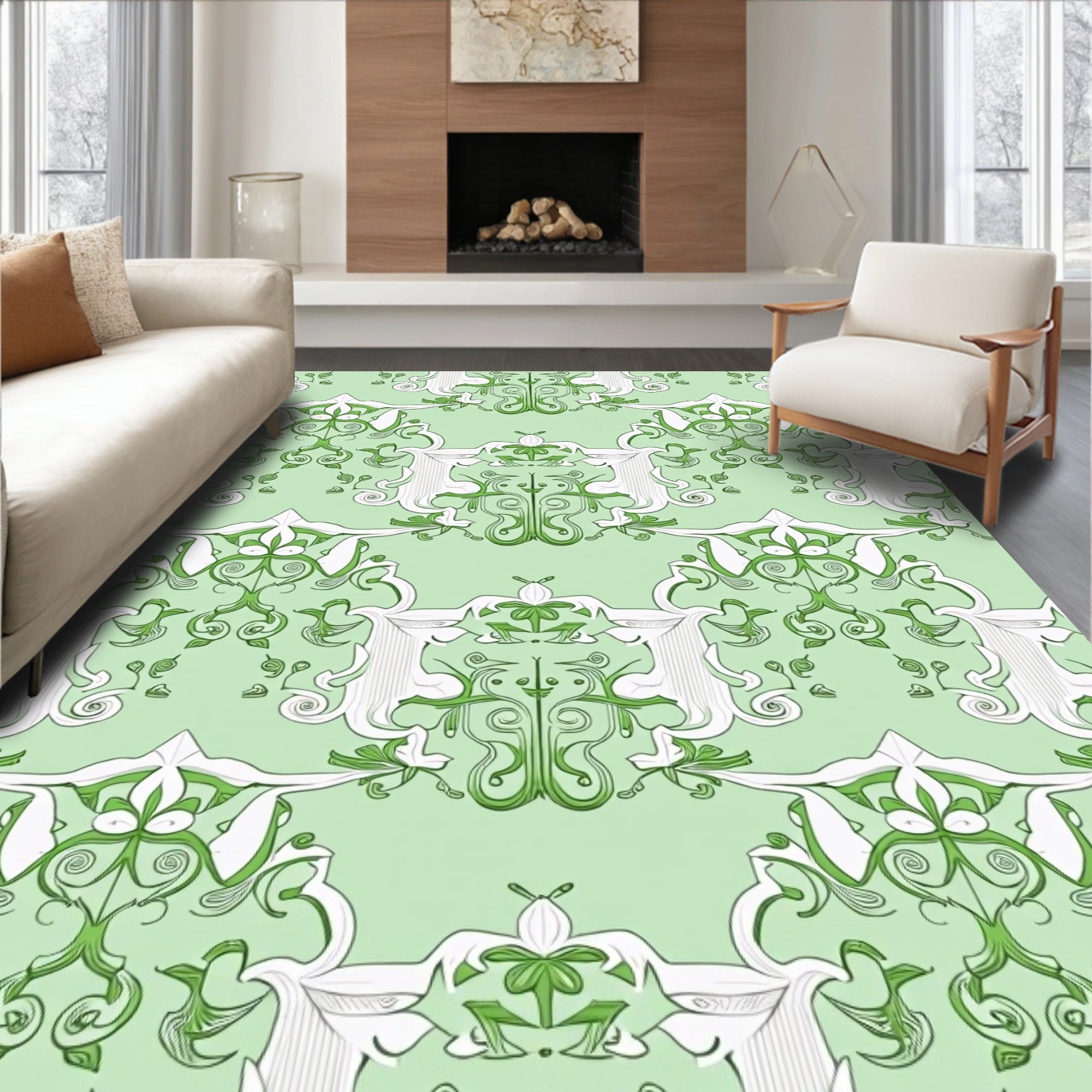 Art Nouveau Artful Floral Pattern Rug