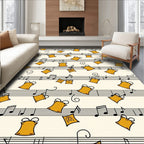 Golden Bells Musical Notes Background Rug
