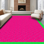 Vibrant Pink Hexagonal Geometric Pattern Rug