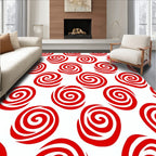 Bold Red Swirl Circles Rug