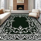Intricate Scrollwork Floral Border Design Rug