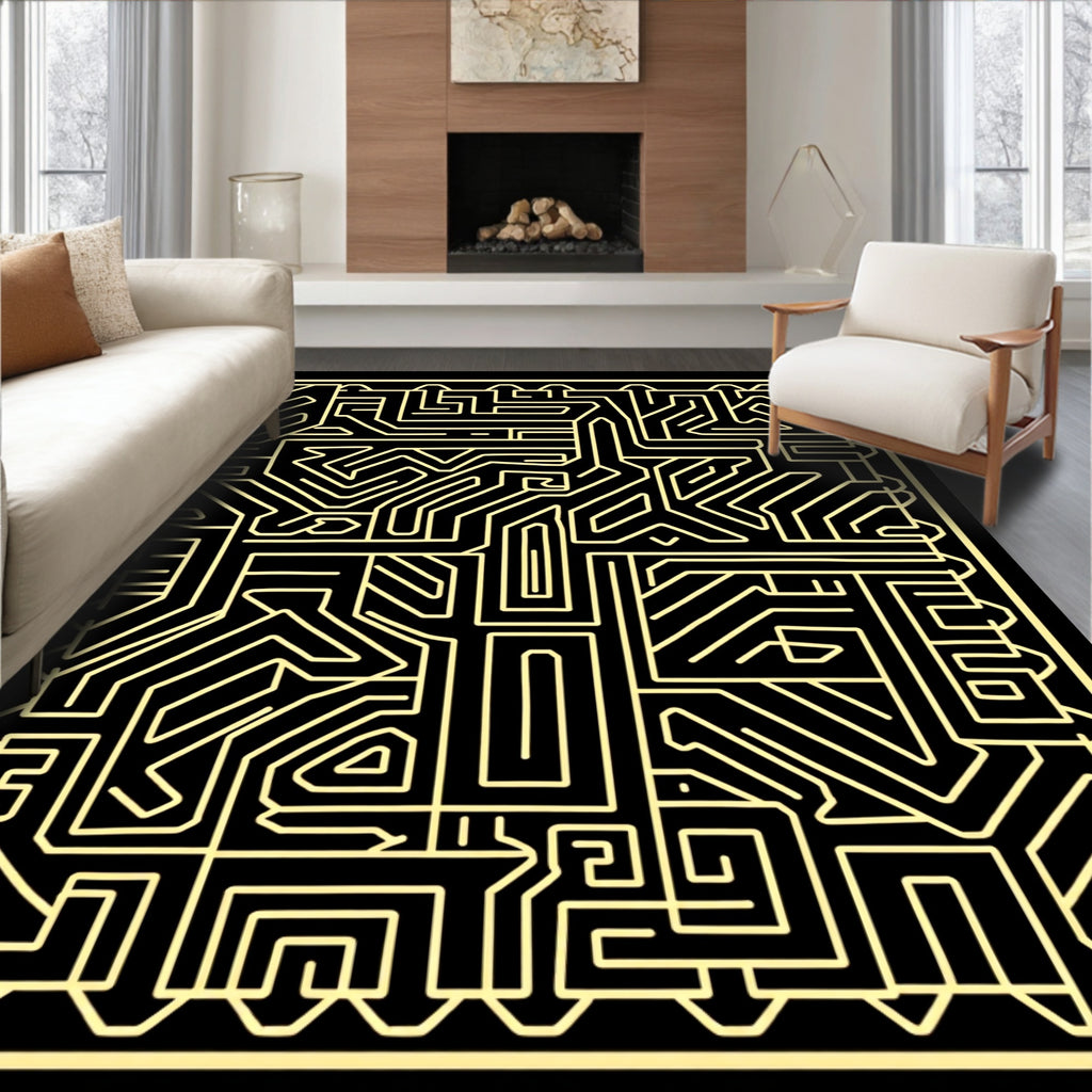 Geometric Maze Pattern Rug