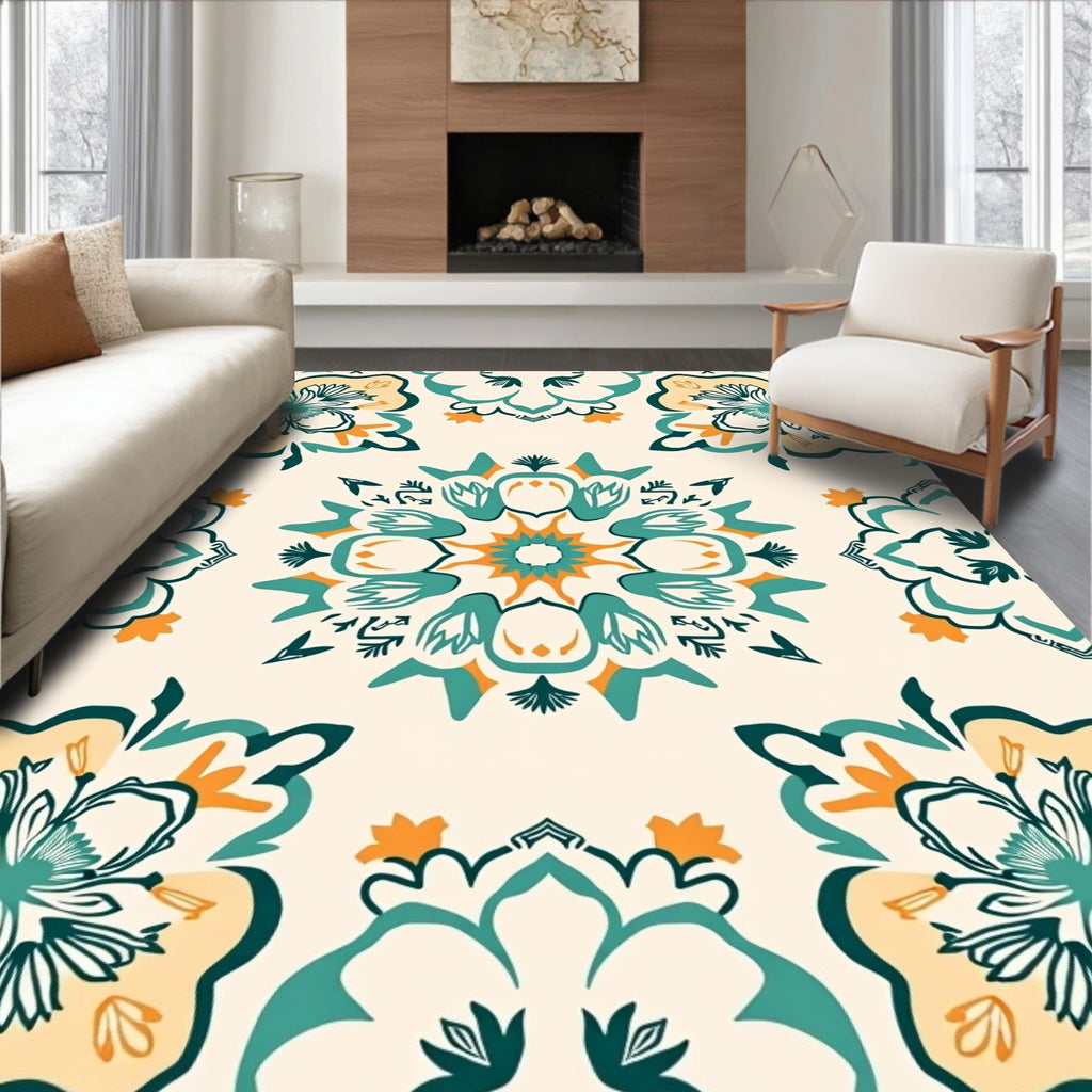 Mandala Floral Patterned Area Rug