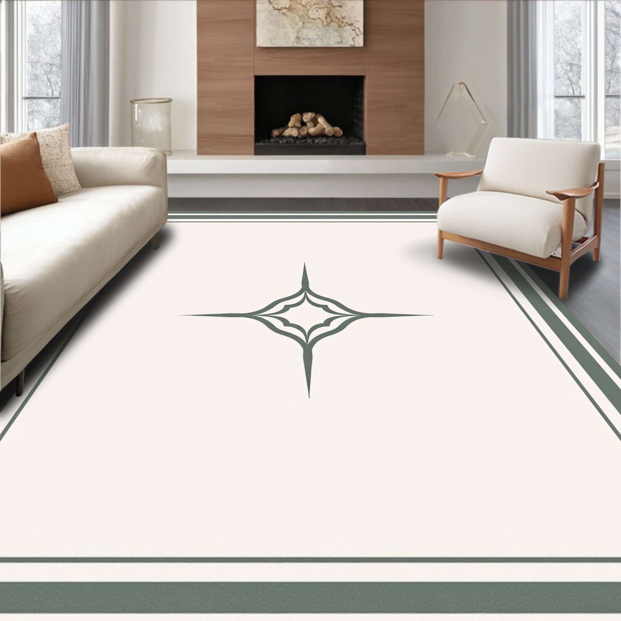 Classic Starburst With Border Design Rug