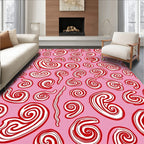 Pink Red Swirl Candy Stripes Rug
