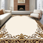 Ornate Scrollwork Floral Frame Design Rug