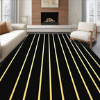 Minimalist Black Gold Stripes Rug