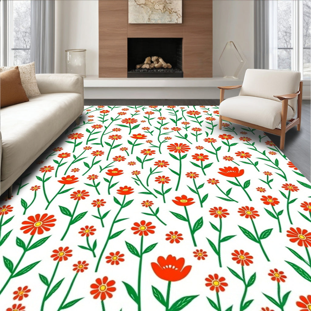 Daisy Field Floral Pattern Rug