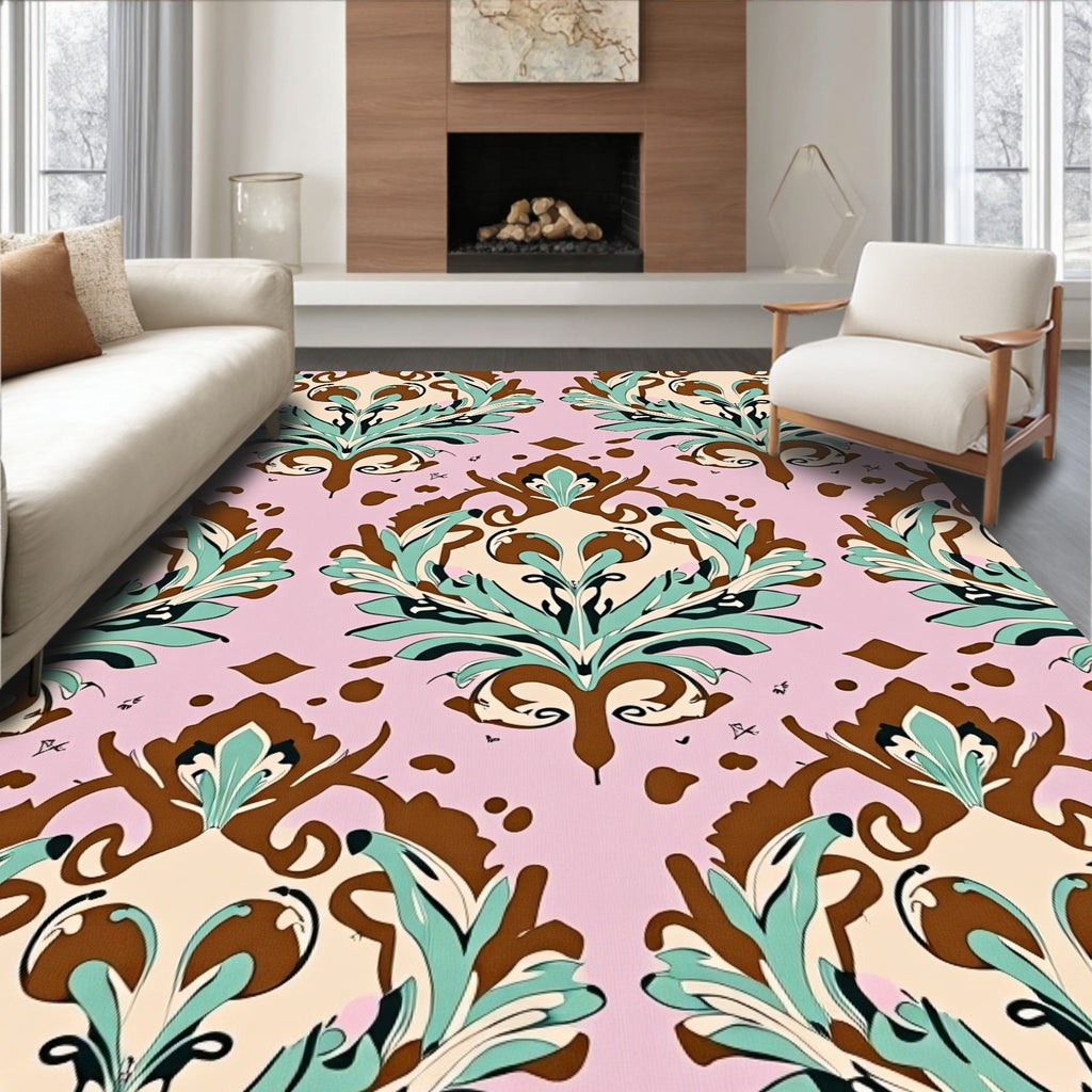 Eclectic Floral Damask Pattern Rug