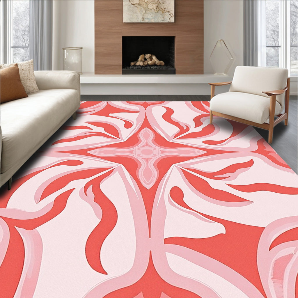 Coral Swirls Organic Pattern Rug