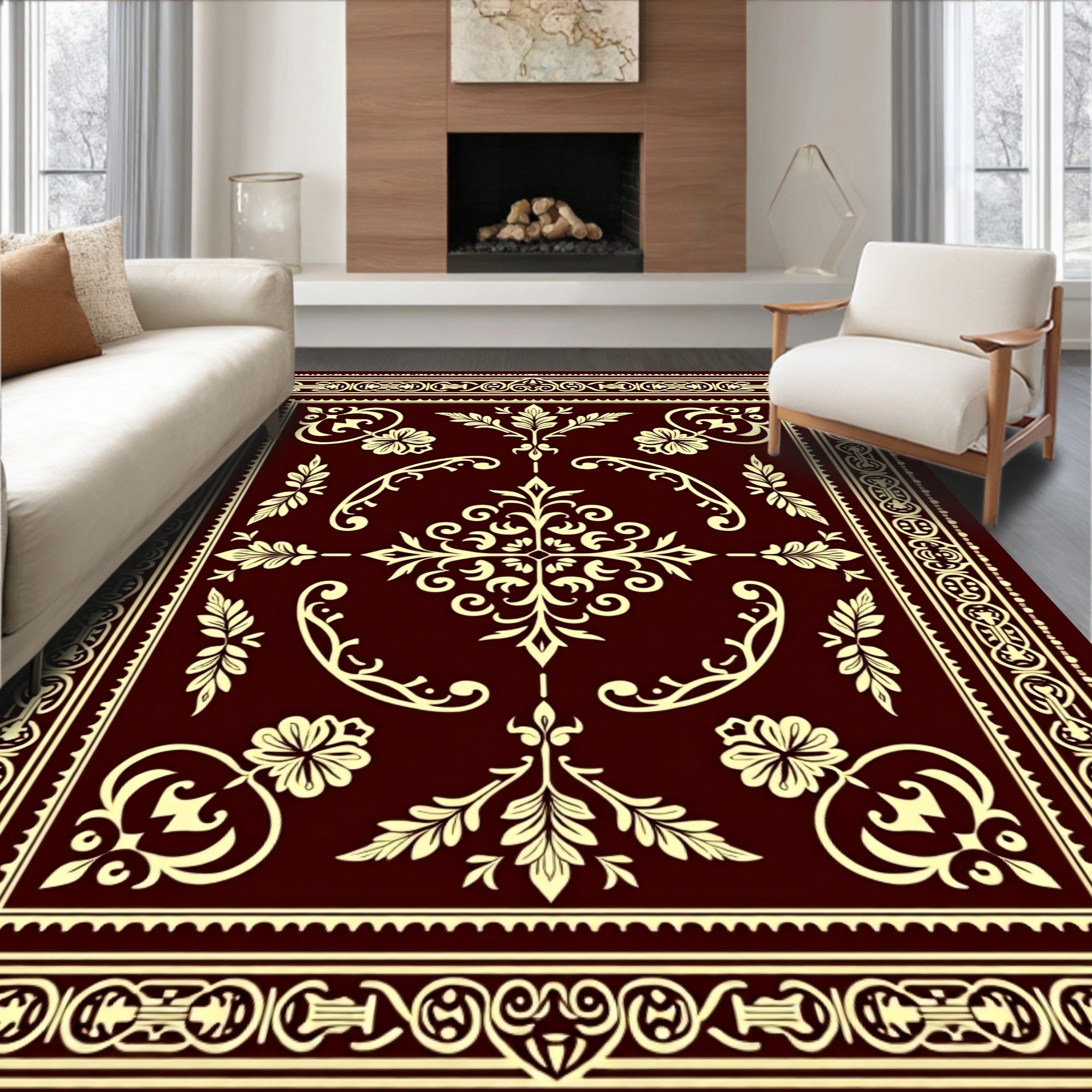 Classic Floral Scrollwork Medallion Rug
