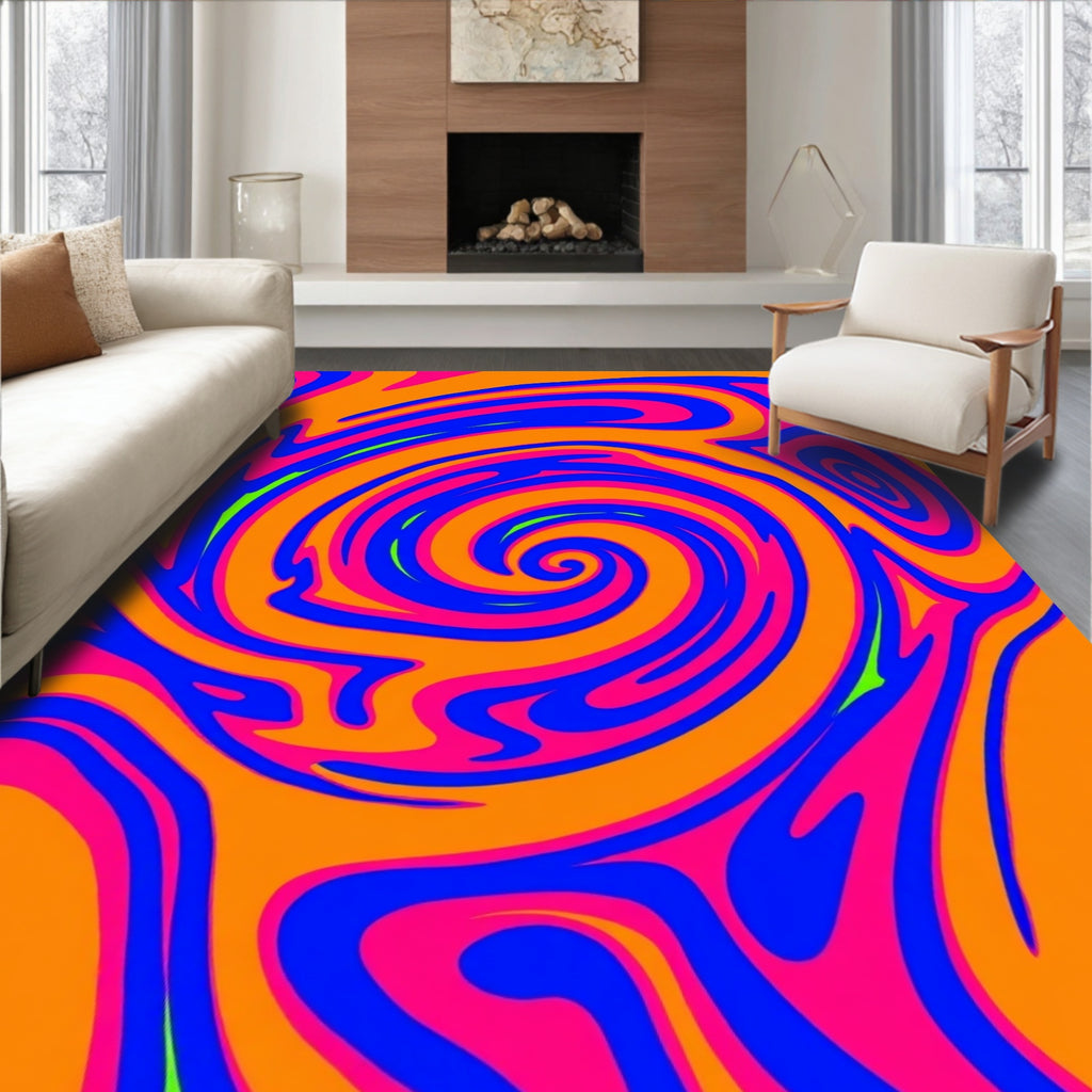 Vibrant Swirl Psychedelic Pattern Rug