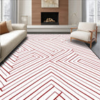 Red Line Abstract Geometric Pattern Rug