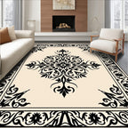 Elegant Black Floral Medallion Rug