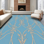 Classic Floral Scrollwork Blue Pattern Rug