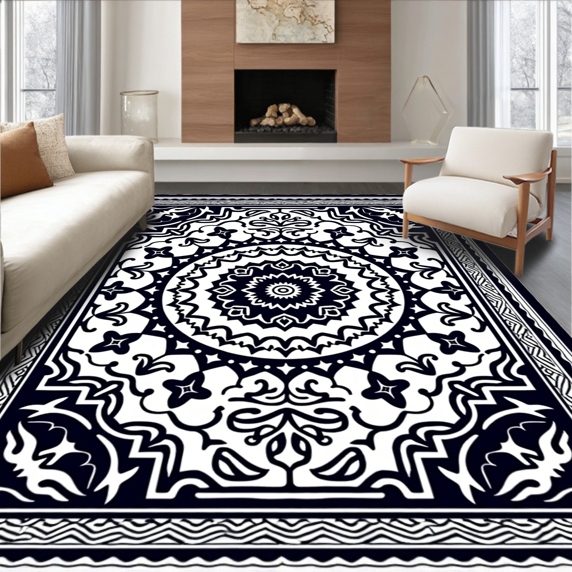 Ornate Mandala Geometric Pattern Rug