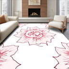 Soft Pink Floral Sketch Pattern Rug