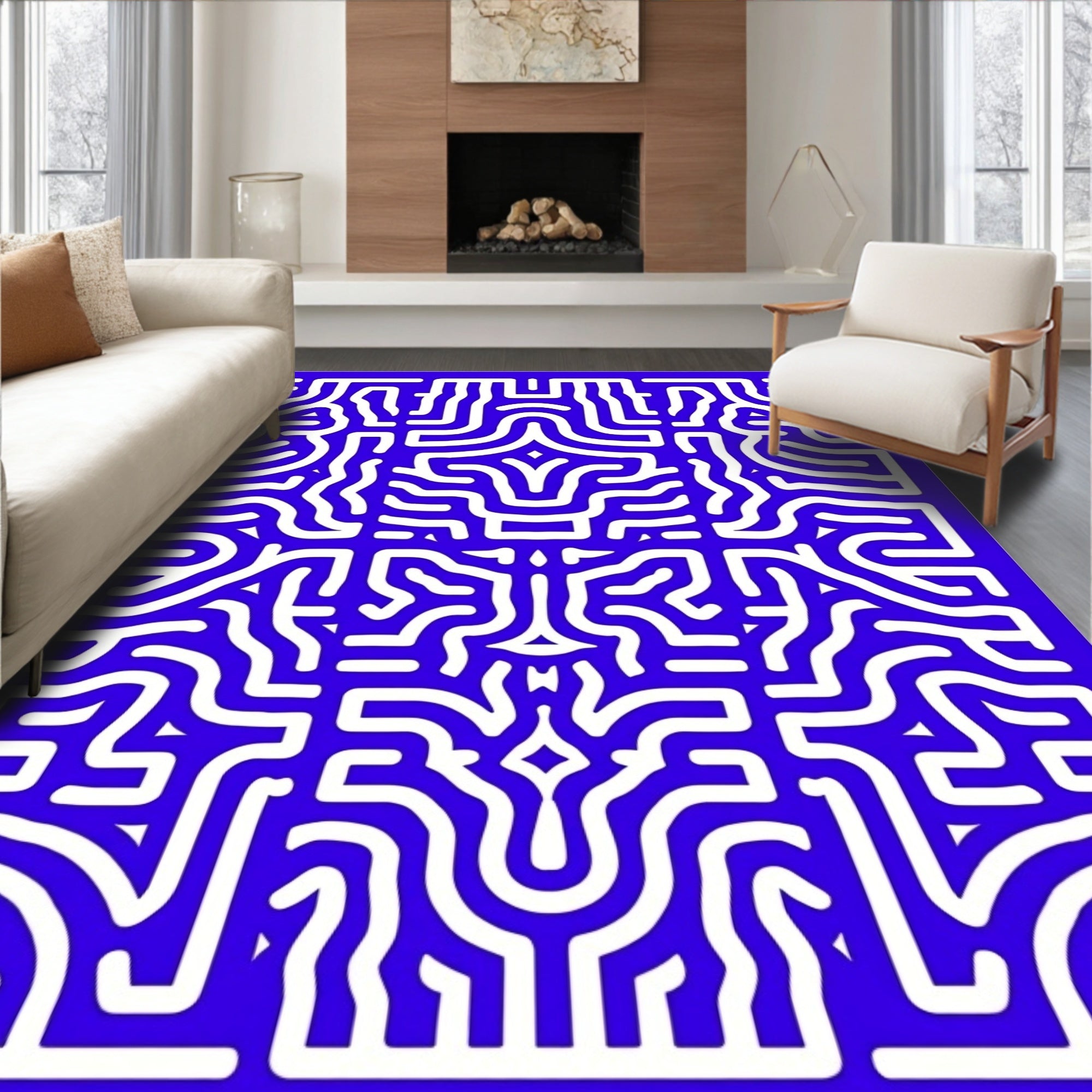 Bold Maze Pattern Design Rug