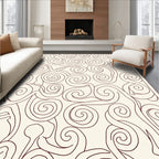 Cream Burgundy Swirl Pattern Design Rug
