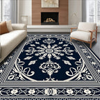 Ornate Floral Scrollwork Patterned Rug