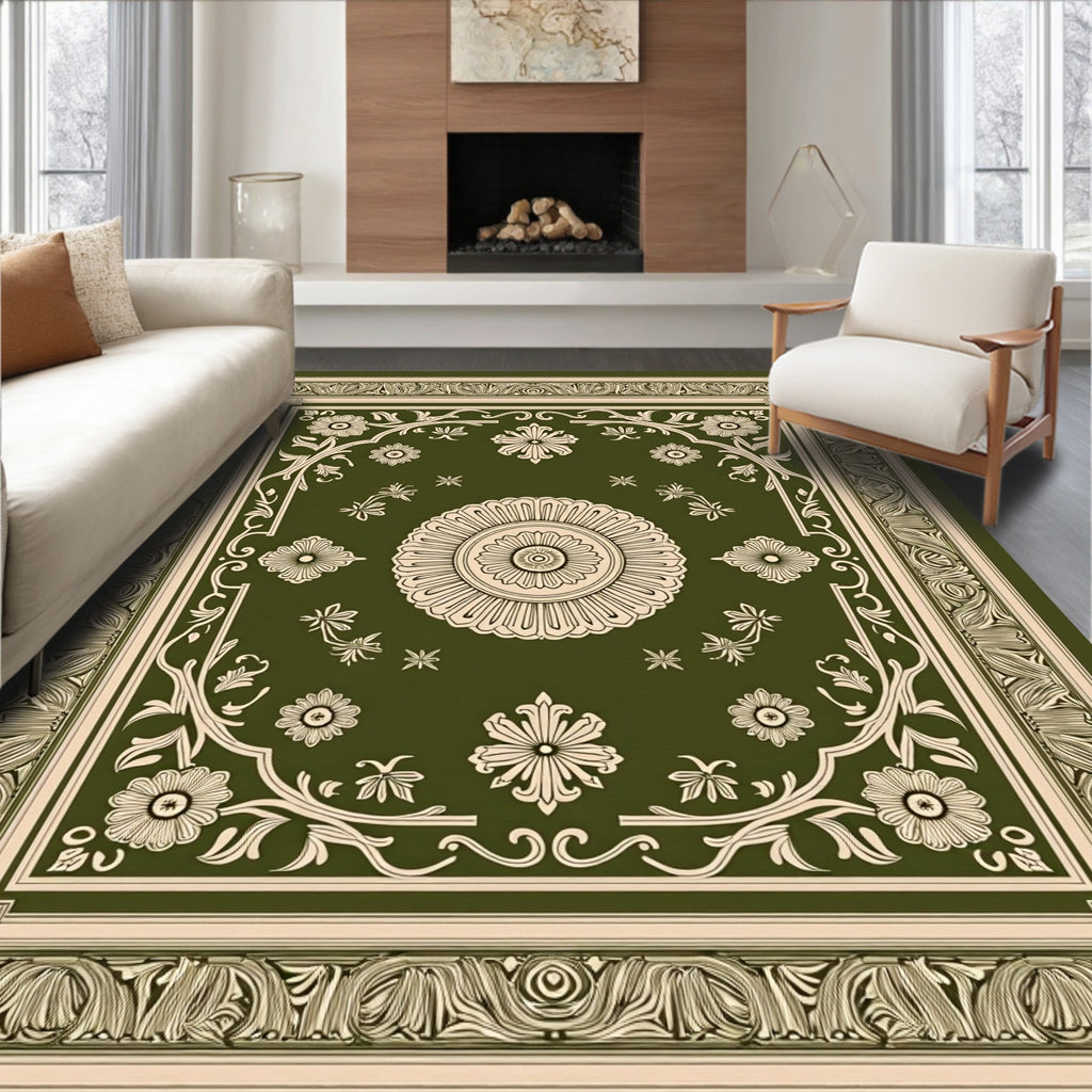 Ornate Floral And Leaf Medallion Rug
