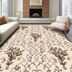Brown Floral Woven Abstract Pattern Rug