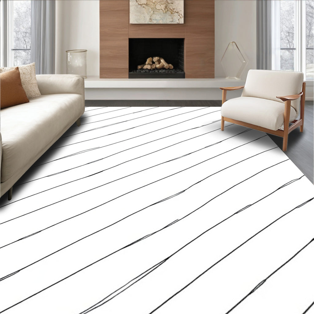 Simple Sketched Diagonal Lines Rug
