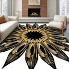 Black Gold Detailed Mandala Pattern Rug