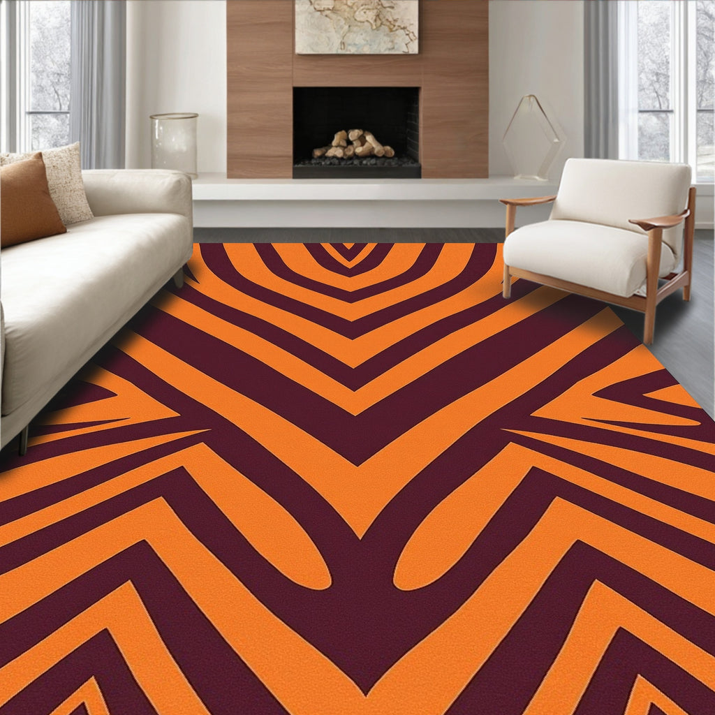 Bold Orange Zebra Stripes Rug