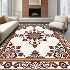 Elegant Floral Medallion Border Rug
