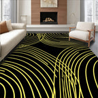 Abstract Yellow Swirl Pattern Rug