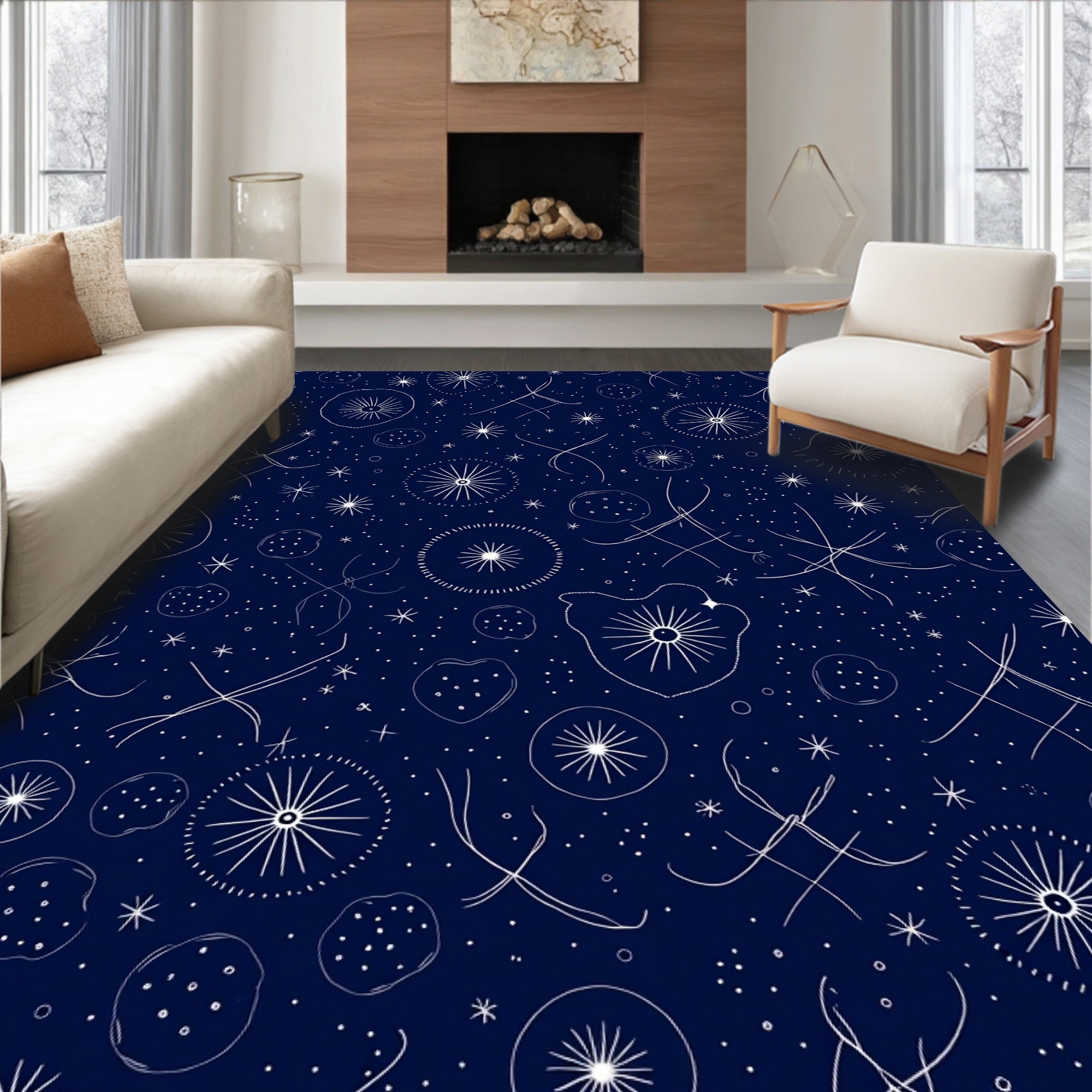 Celestial Starburst Dot Pattern Rug