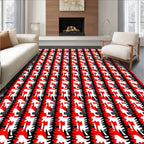 Abstract Geometric Red White Pattern Rug