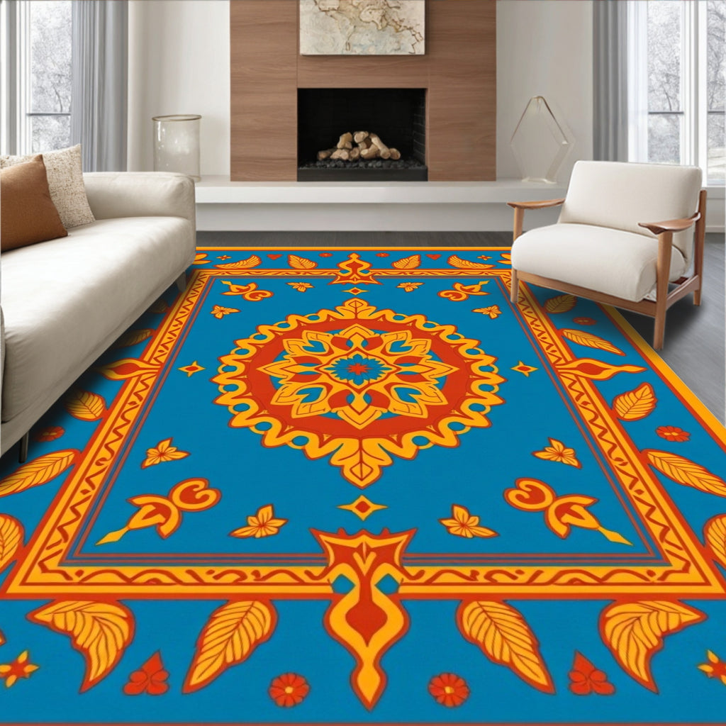 Vibrant Floral Medallion Pattern Rug