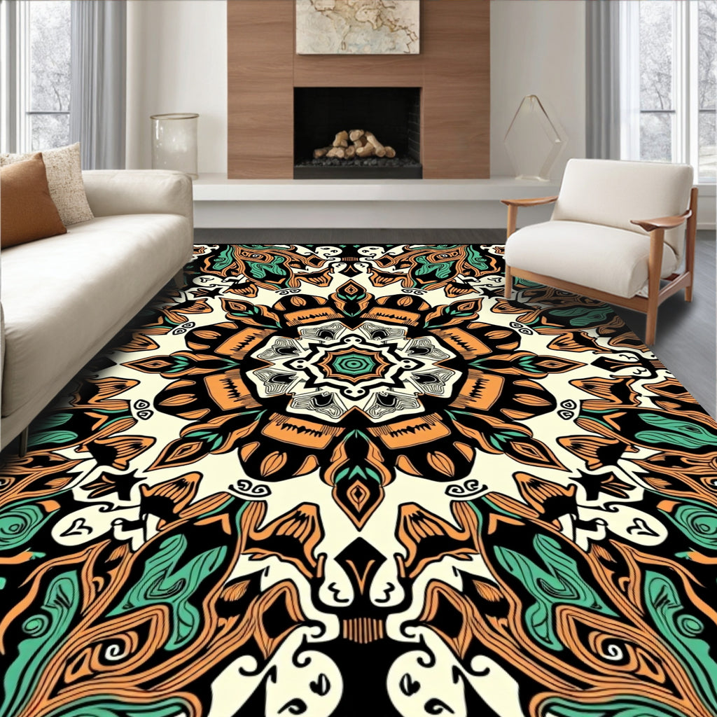 Bold Floral Mandala Style Rug