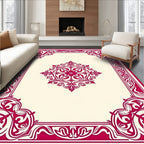 Ornate Floral Crimson Geometric Pattern Rug