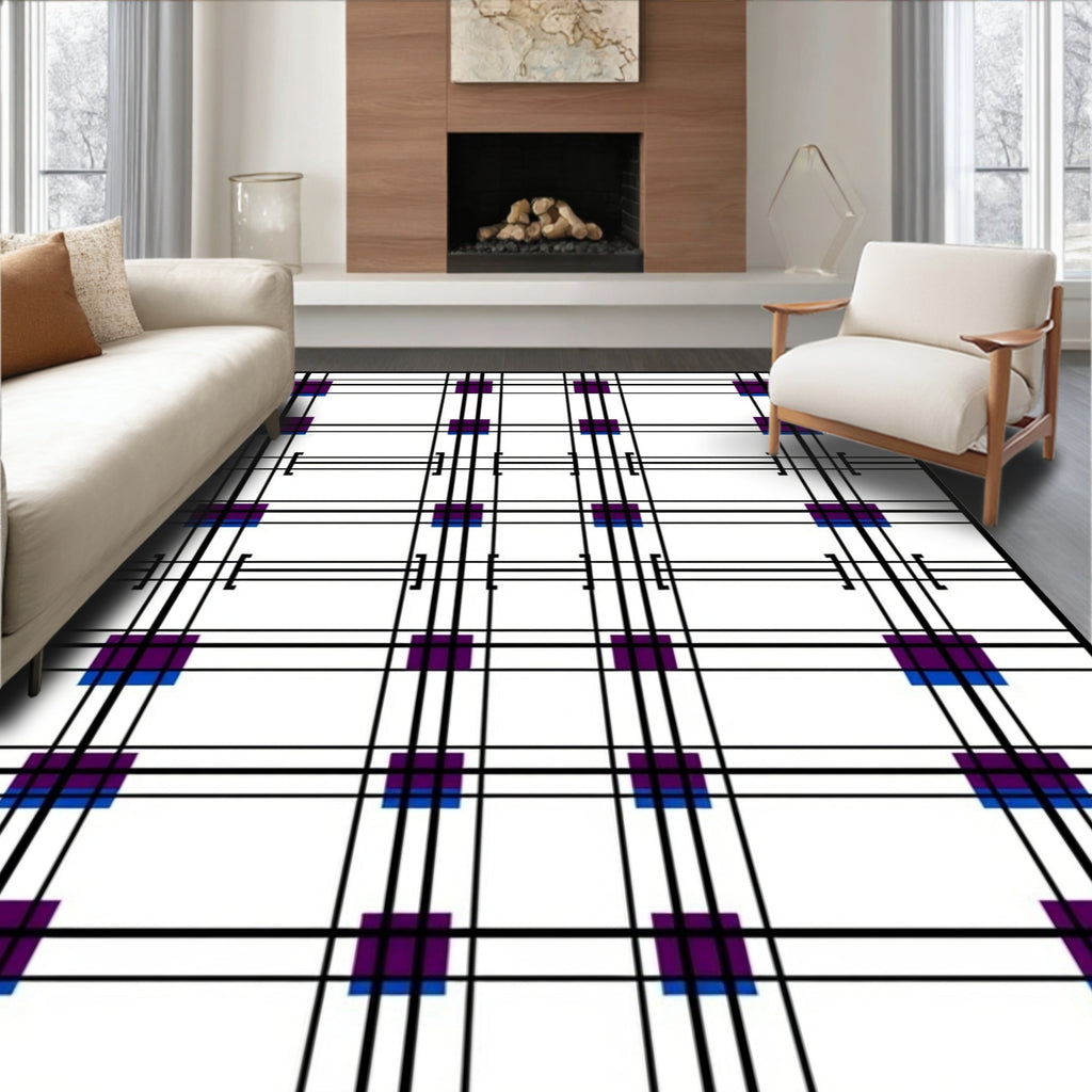 Bold Plaid Squares Graphic Rug