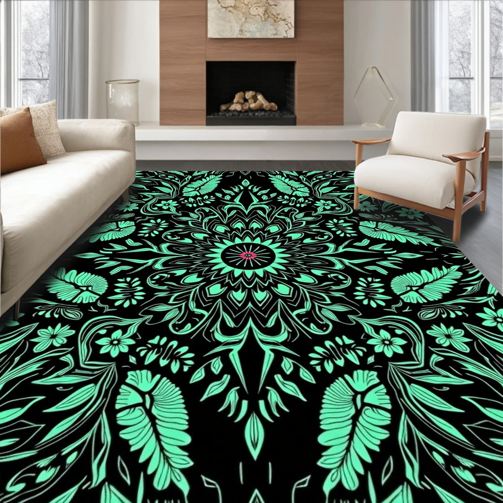 Floral Medallion Mint And Pink Rug