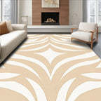 Modern Beige And White Abstract Design Rug