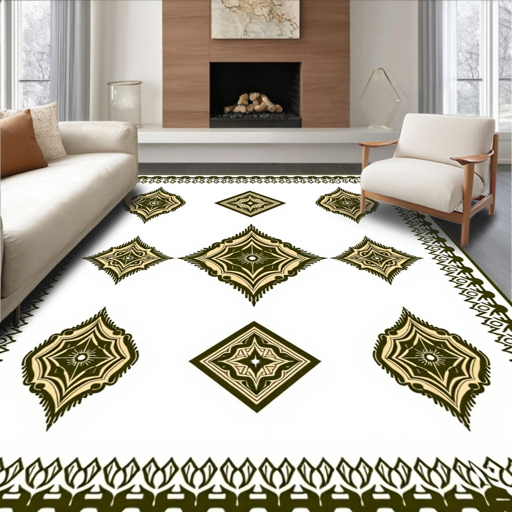 Ornate Diamond Pattern With Border Rug