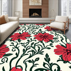 Vibrant Floral Scrollwork Pattern Rug