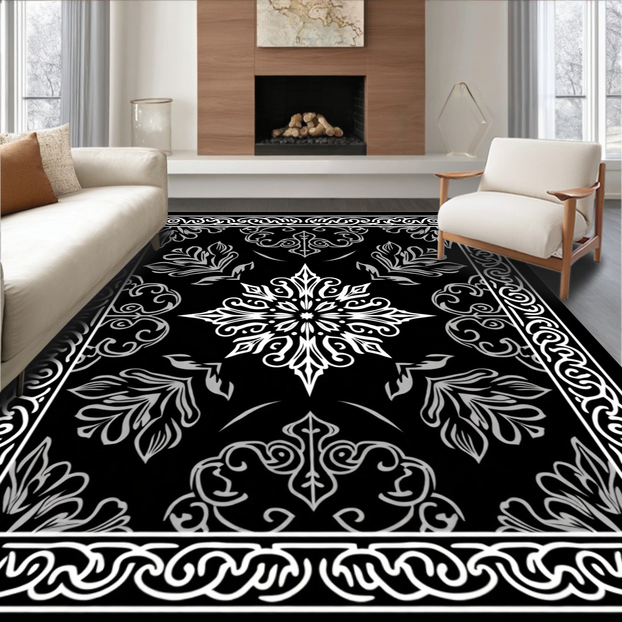 Elegant Filigree Mandala Pattern Rug