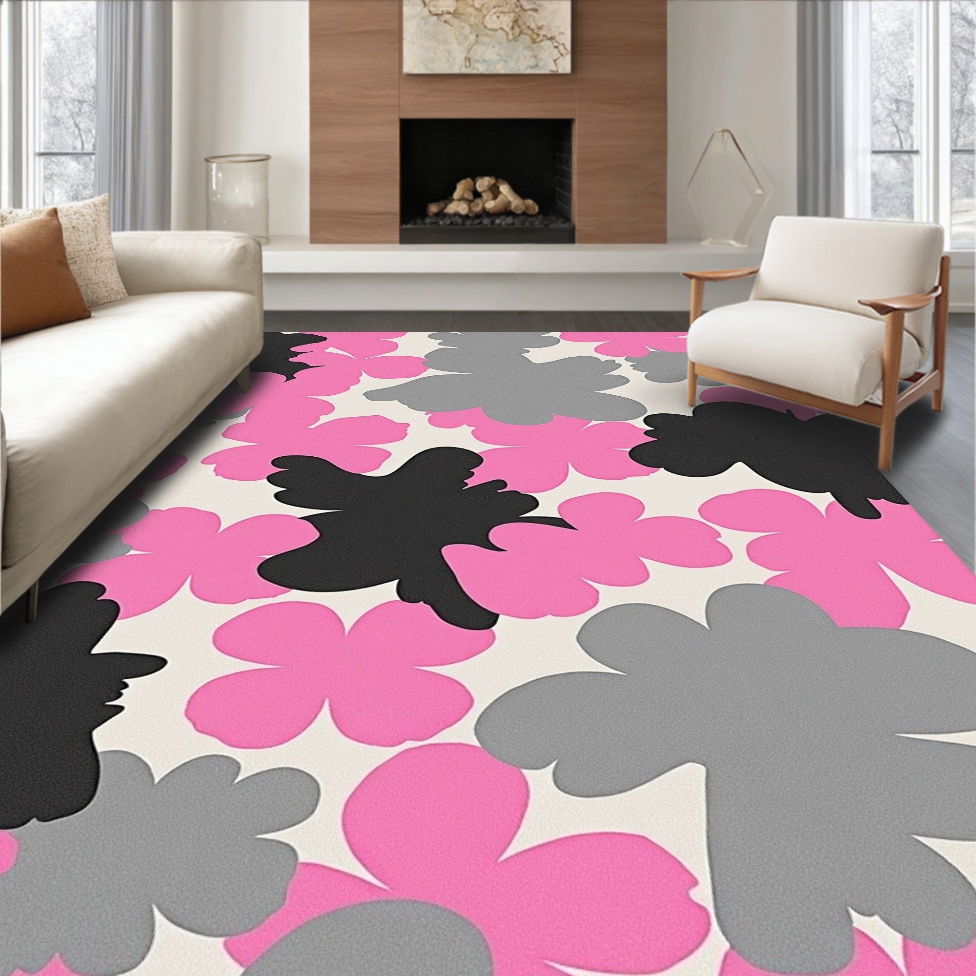Abstract Floral Pattern Rug