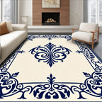 Classic Floral Swirls Dark Blue Rug