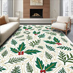Evergreen Holly Berry Leaf Garland Rug