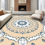 Mandala Floral Patterned Beige Rug