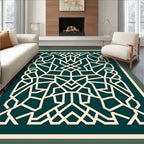 Intricate Teal Cream Geometric Lattice Design Rug