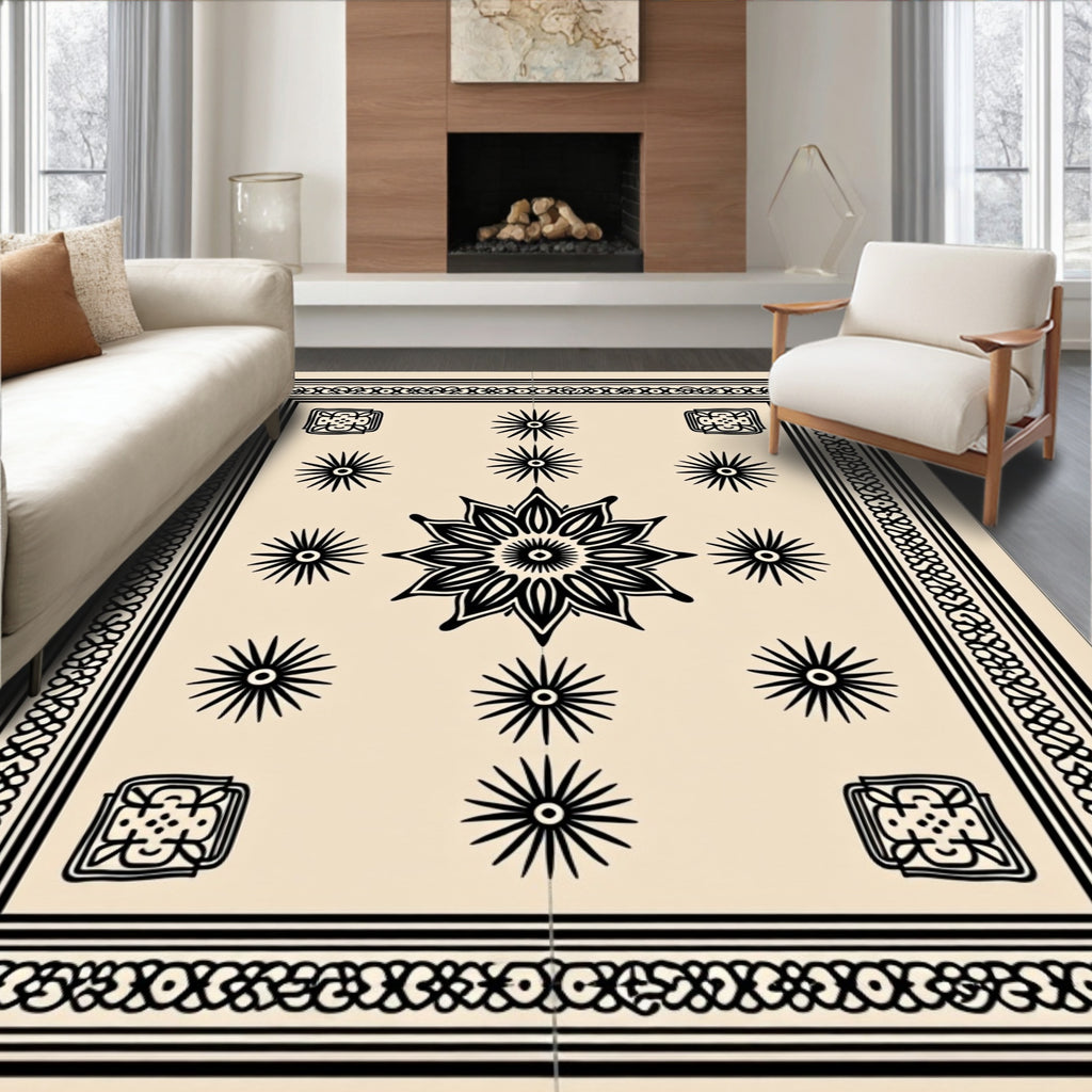 Bold Floral Star Pattern Rug