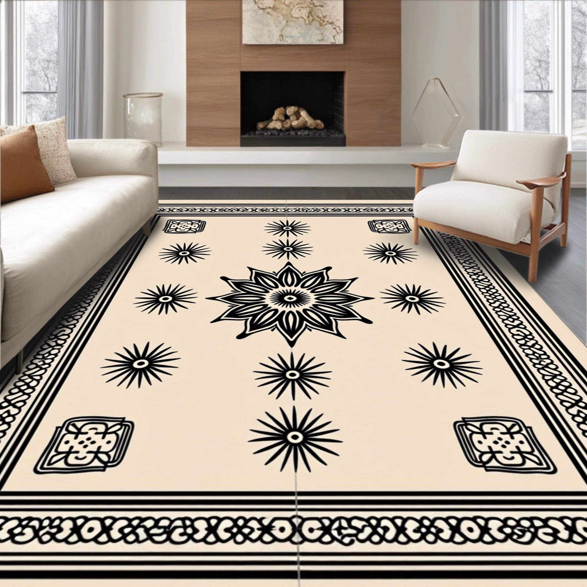 Bold Floral Star Pattern Rug